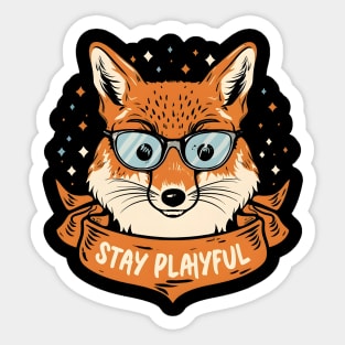 Stay Playful, Fox with glasses Sticker
